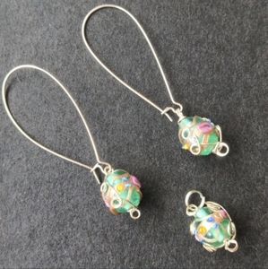 Vintage handmade Murano glass lamp work set - earrings and pendant